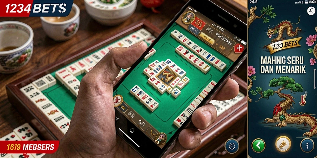 Tangkapan layar gameplay Mahjong di 1234BETS menunjukkan suasana seru dan menarik.