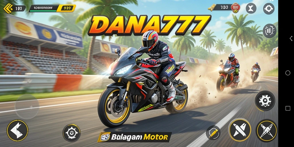 Tampilan gameplay DANA777 yang seru dan mendebarkan di trek balapan.