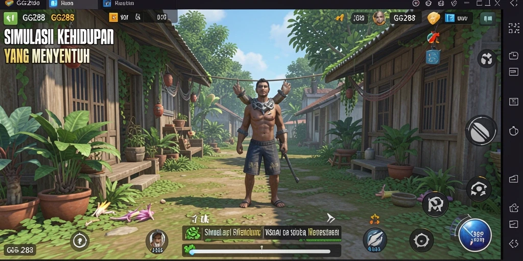 Screenshot gameplay GG288 menampilkan karakter yang sedang berinteraksi di dunia simulasi.