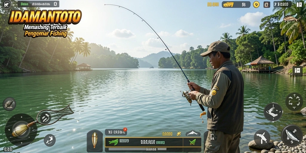 Screenshot gameplay <strong>IDAMANTOTO</strong> menunjukkan pengalaman memancing yang seru dan realistis.