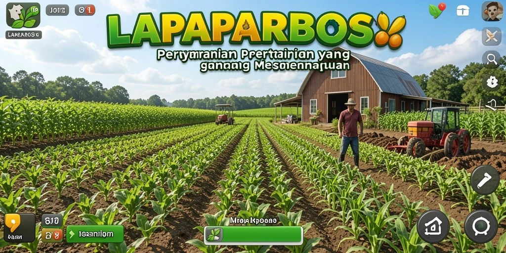 Gameplay LAPARBOS yang menampilkan aktivitas bertani dengan cara yang menyenangkan.