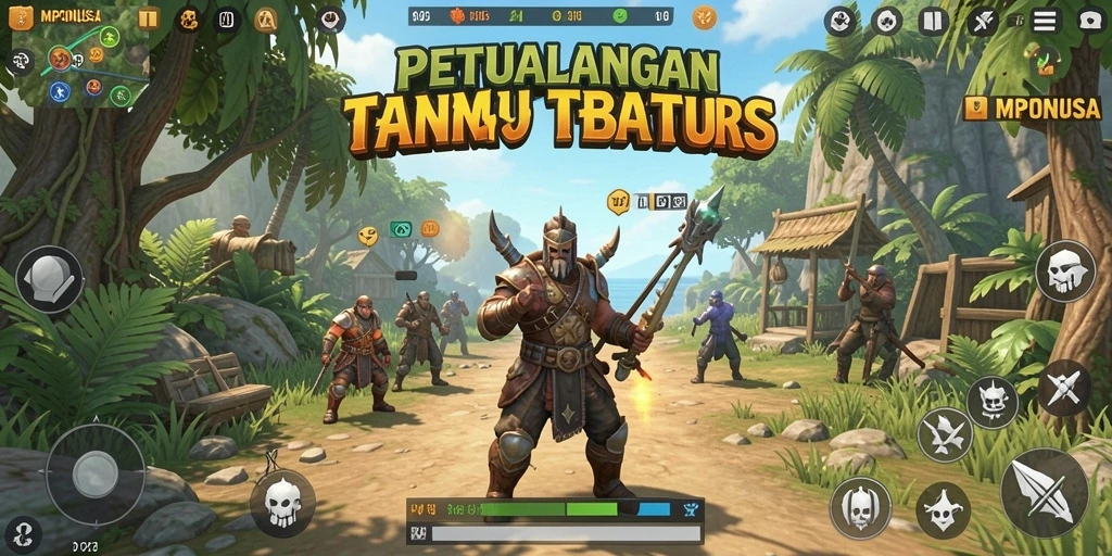 Gameplay MPONUSA yang menampilkan eksplorasi dunia terbuka yang luas dan interaktif.