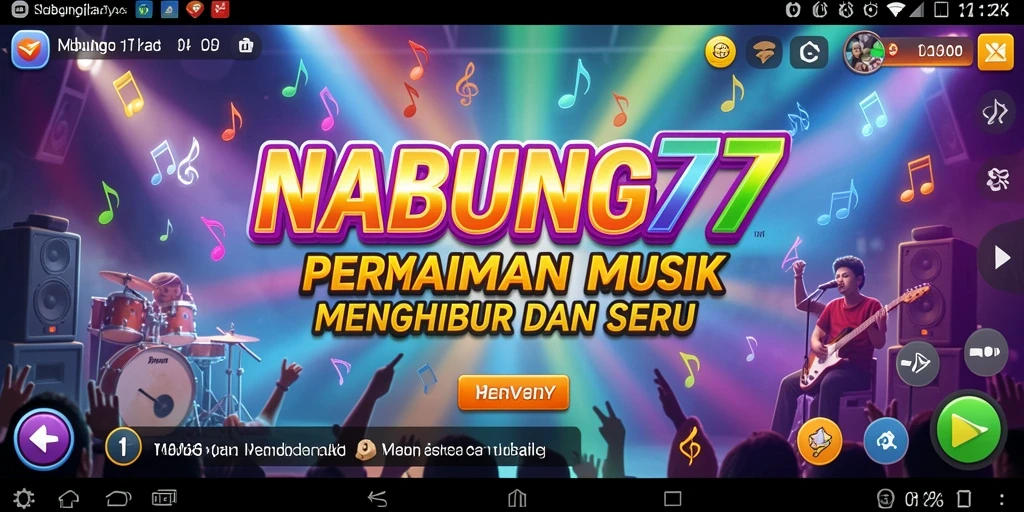 Tampilan seru gameplay NABUNG77 menampilkan aksi musik yang mendebarkan.