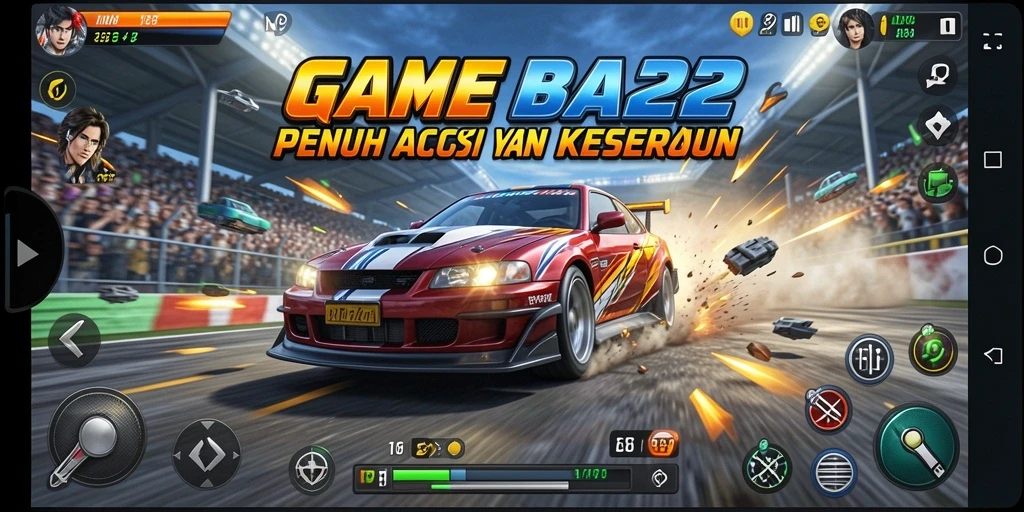 Screenshot gameplay QQ222 menampilkan aksi balap yang mendebarkan di trek yang beragam.