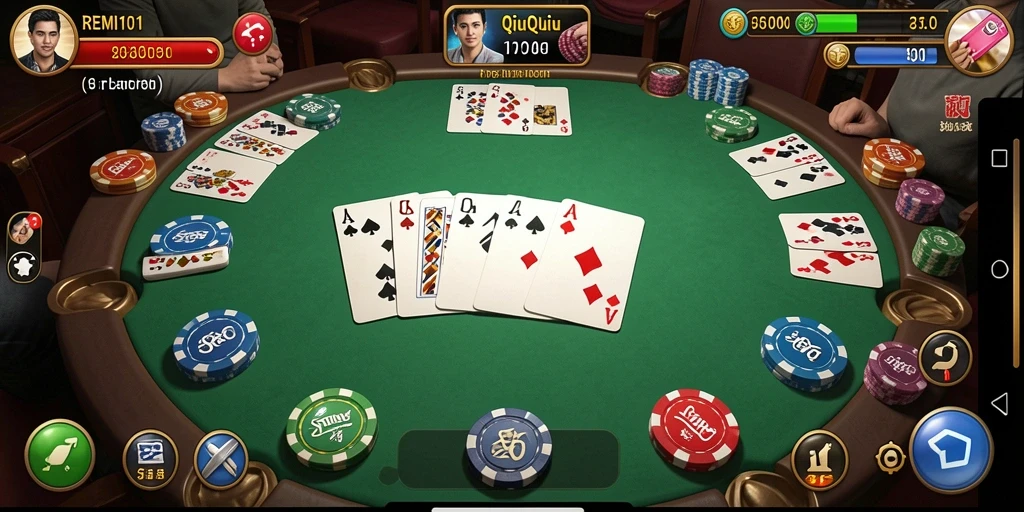 Tampilan dinamis gameplay QiuQiu di REMI101.