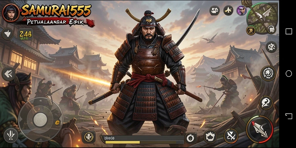 Tampak aksi seru dalam gameplay SAMURAI555 yang epik.